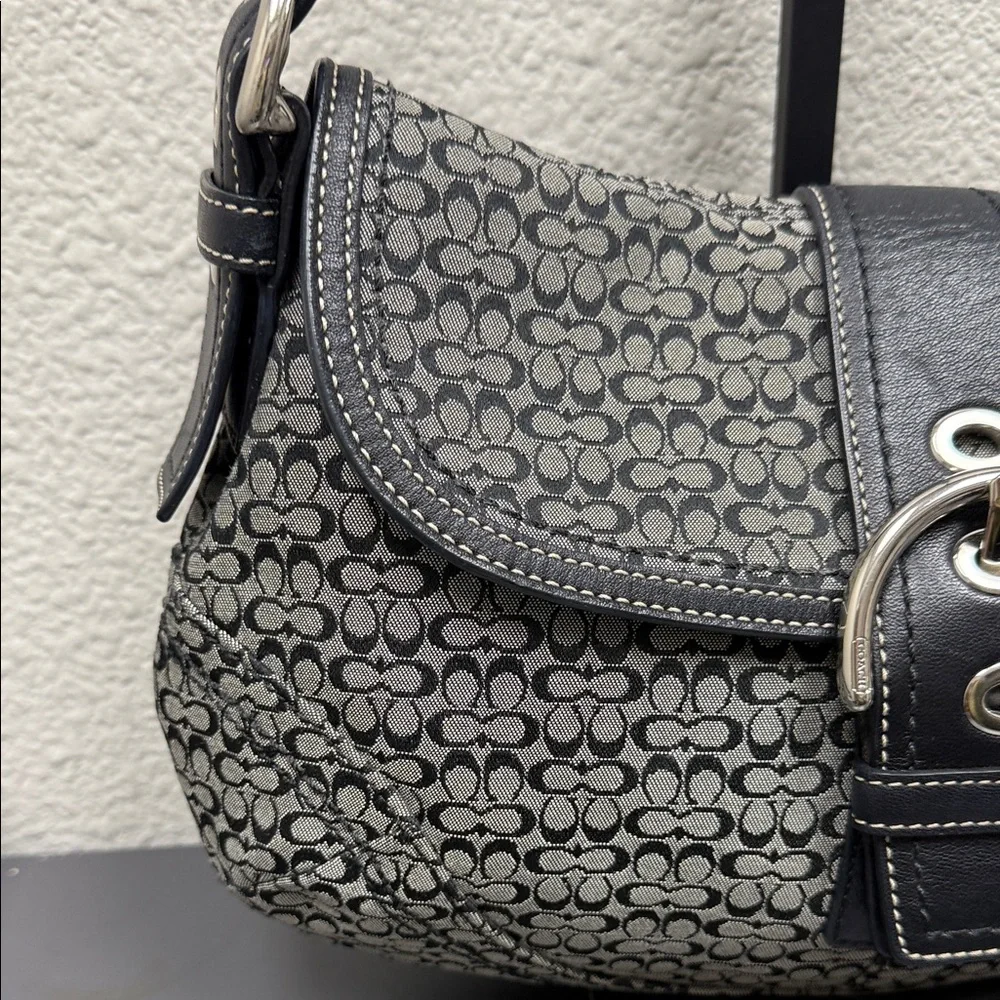 Coach SoHo Buckle Small C Monogram Black and Gray Shoulder/Hobo Bag- EUC